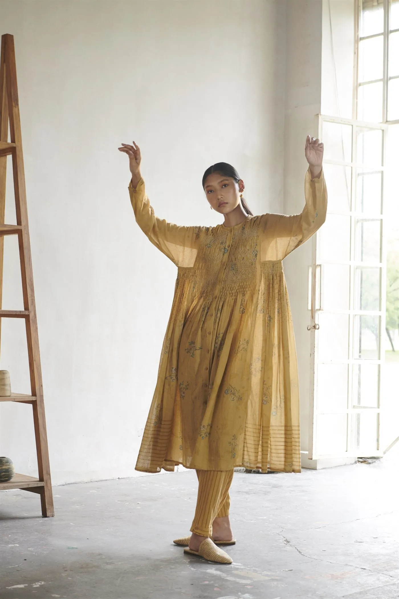 CORD   I   Hiraeth  Frida Dress Yellow-Dahlia Print