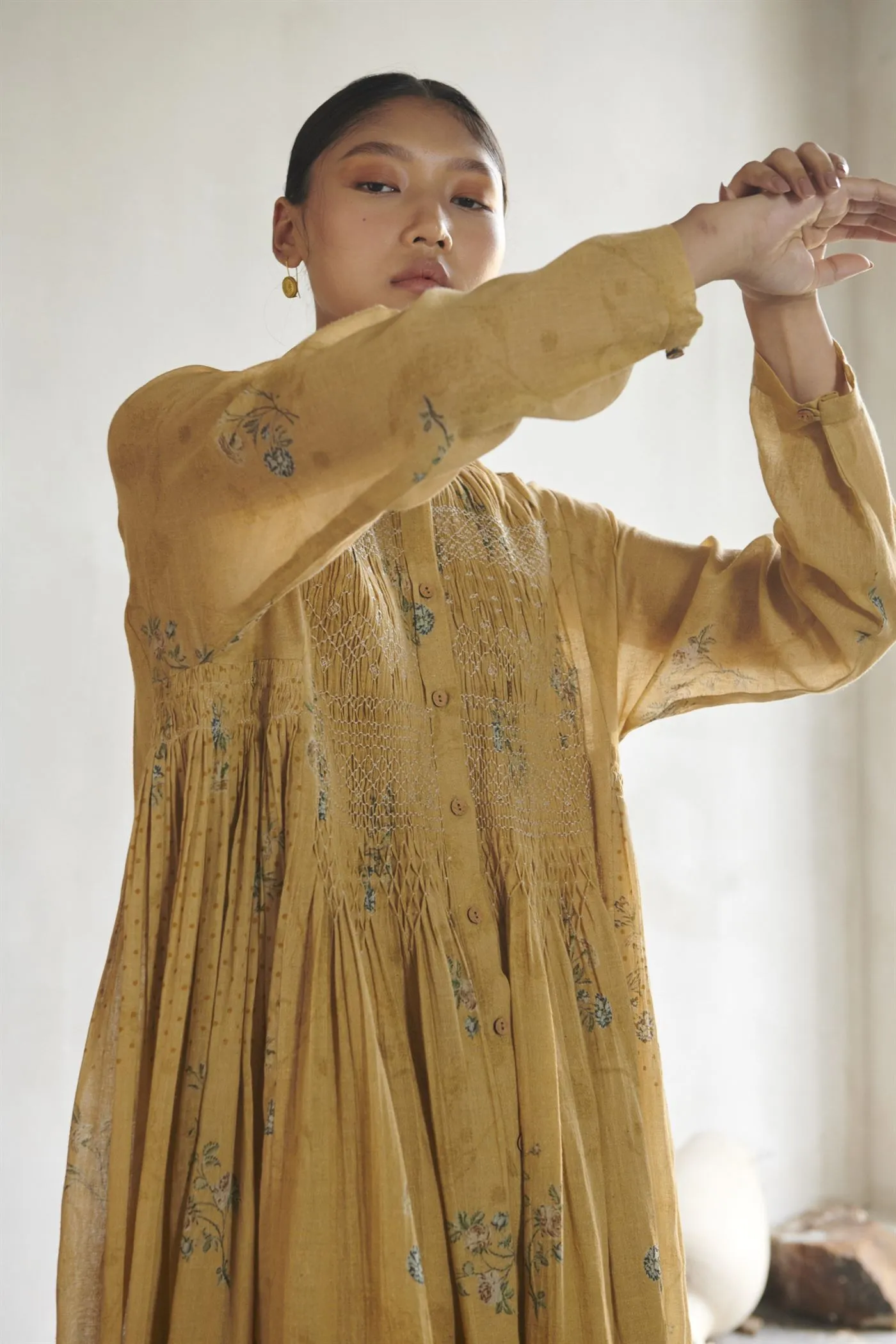CORD   I   Hiraeth  Frida Dress Yellow-Dahlia Print