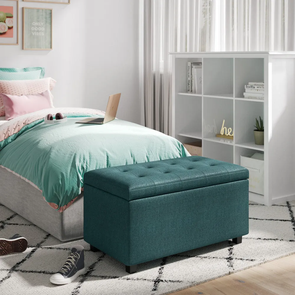 Cosmopolitan Storage Ottoman in Linen