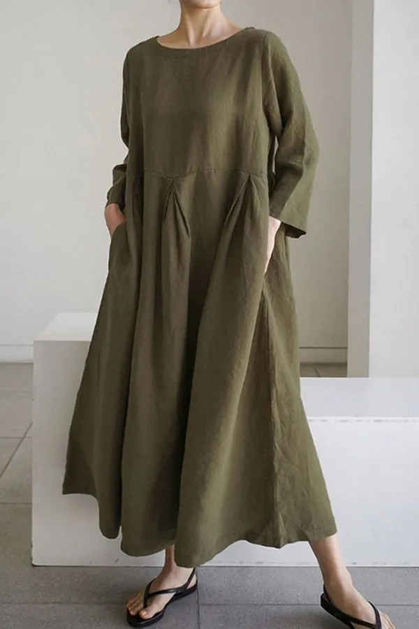 Cotton & Linen Maxi Dress (Fit up to 250lbs)