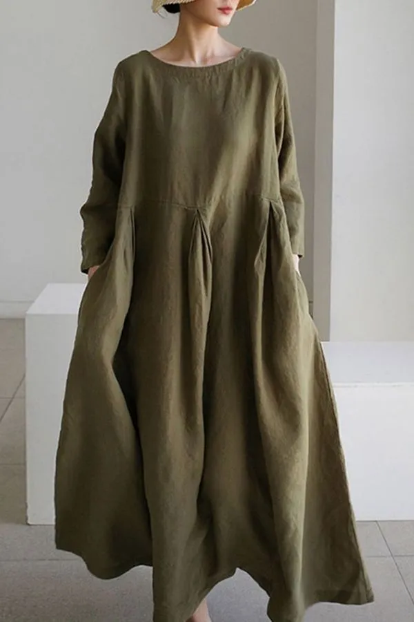 Cotton & Linen Maxi Dress (Fit up to 250lbs)