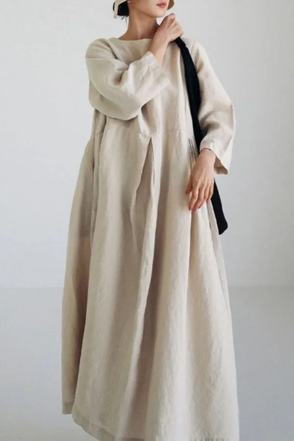 Cotton & Linen Maxi Dress (Fit up to 250lbs)