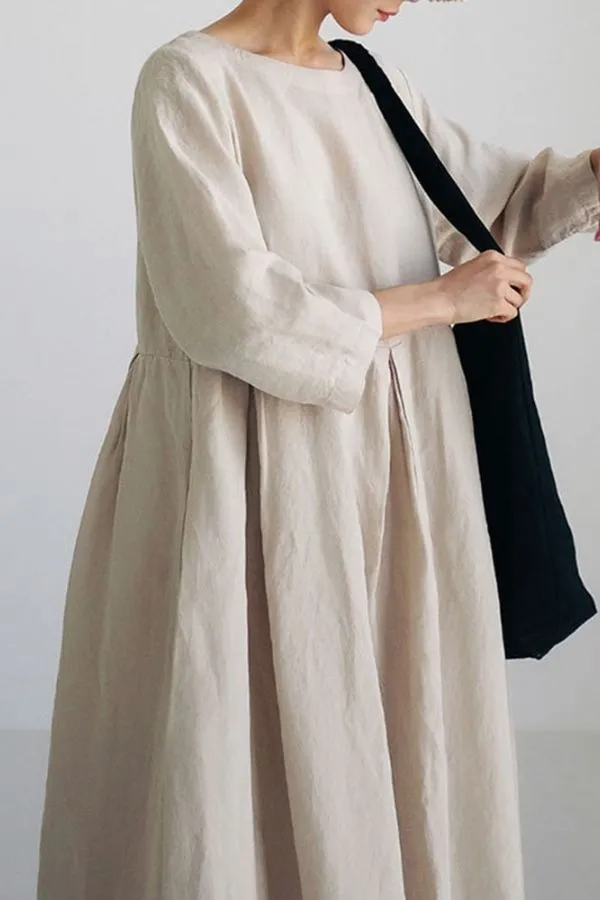 Cotton & Linen Maxi Dress (Fit up to 250lbs)