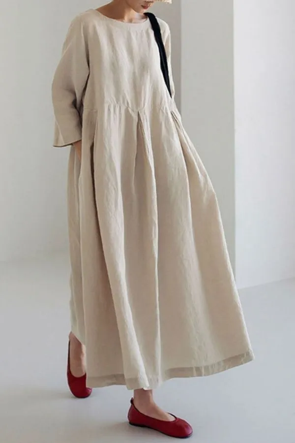 Cotton & Linen Maxi Dress (Fit up to 250lbs)