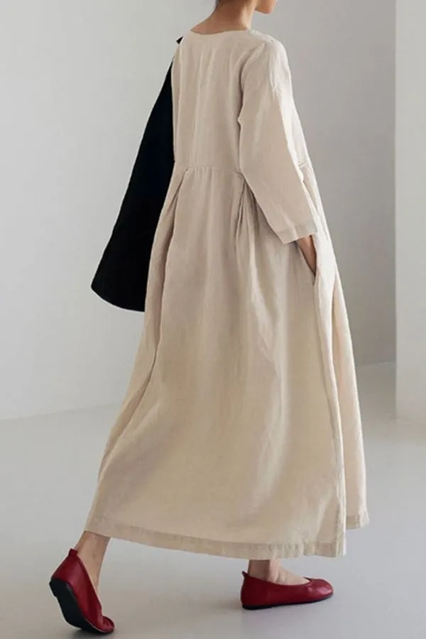 Cotton & Linen Maxi Dress (Fit up to 250lbs)