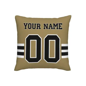 Custom Gold New Orleans Saints Decorative Throw Pillow Case - Print Personalized Football Team Fans Name & Number Birthday Gift