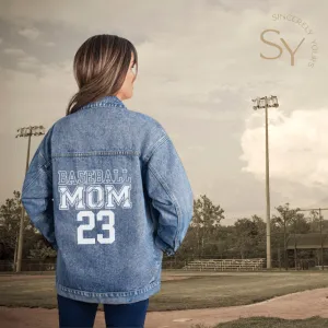Custom Number Baseball Mom Denim Jacket
