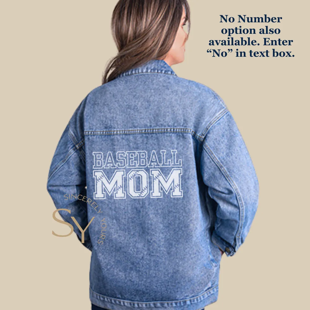 Custom Number Baseball Mom Denim Jacket