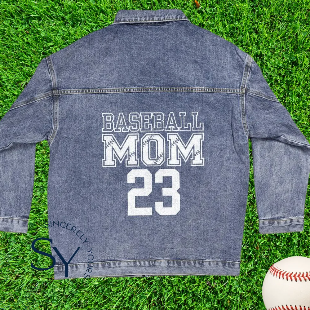 Custom Number Baseball Mom Denim Jacket