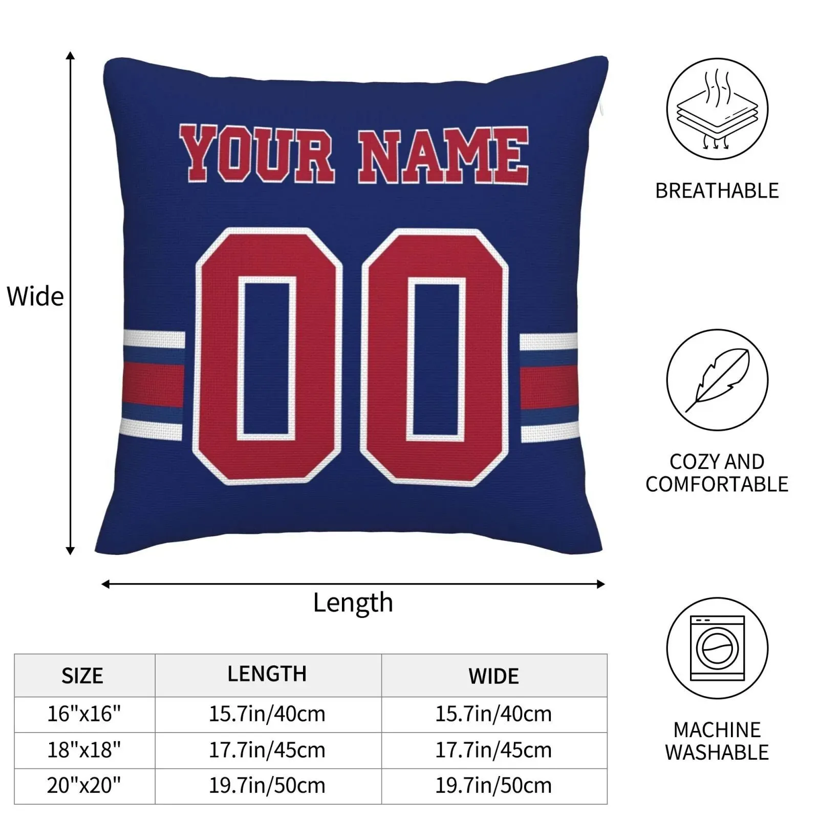 Custom NY.Giants Pillow Decorative Throw Pillow Case - Print Personalized Football Team Fans Name & Number Birthday Gift Football Pillows