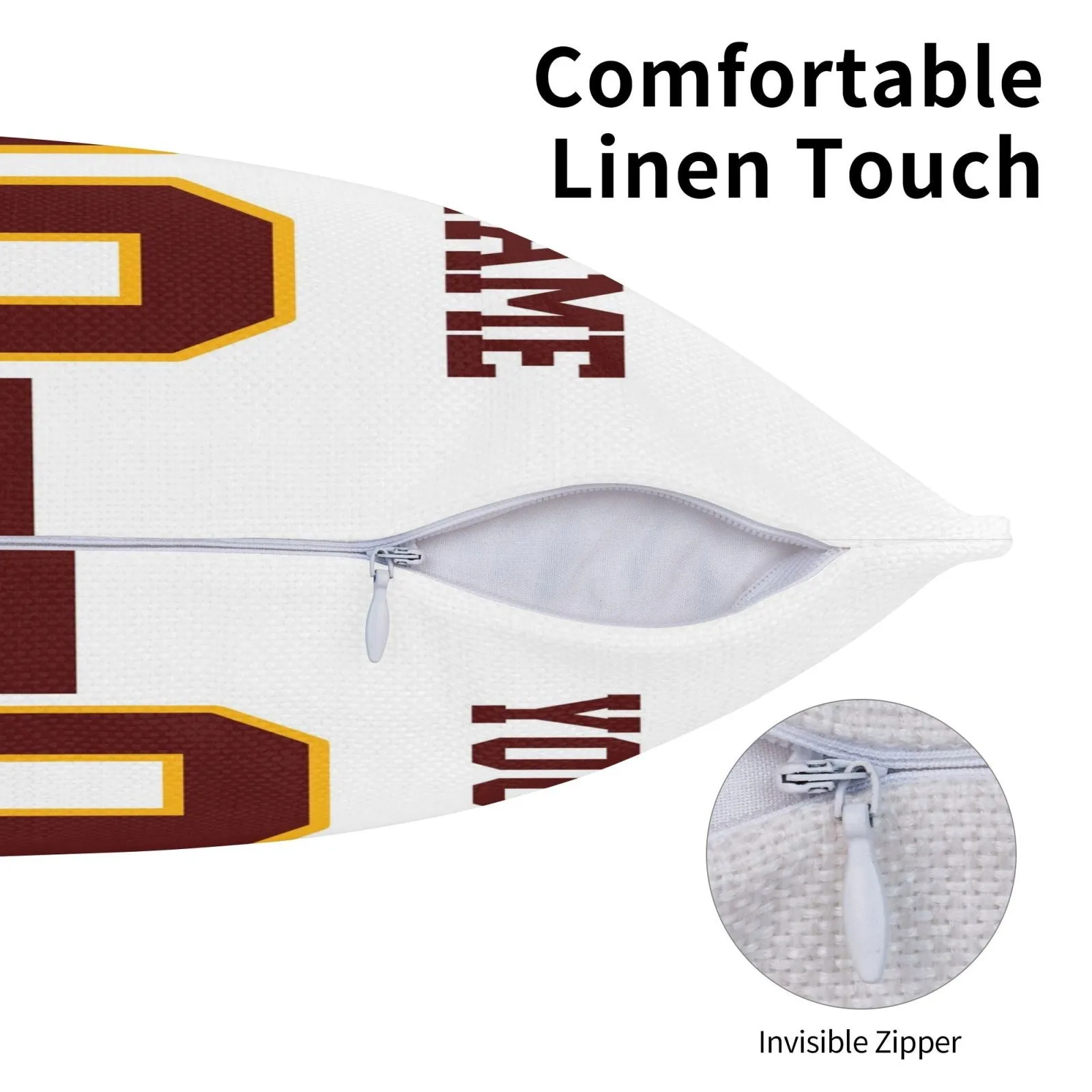Custom White Washington Commanders Decorative Throw Pillow Case - Print Personalized Football Team Fans Name & Number Birthday Gift