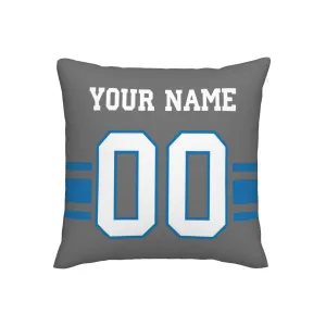 Customized Detroit Lions Football Team Decorative Throw Pillow Case Print Personalized Football Style Fans Letters & Number Gray Pillowcase Birthday Gift