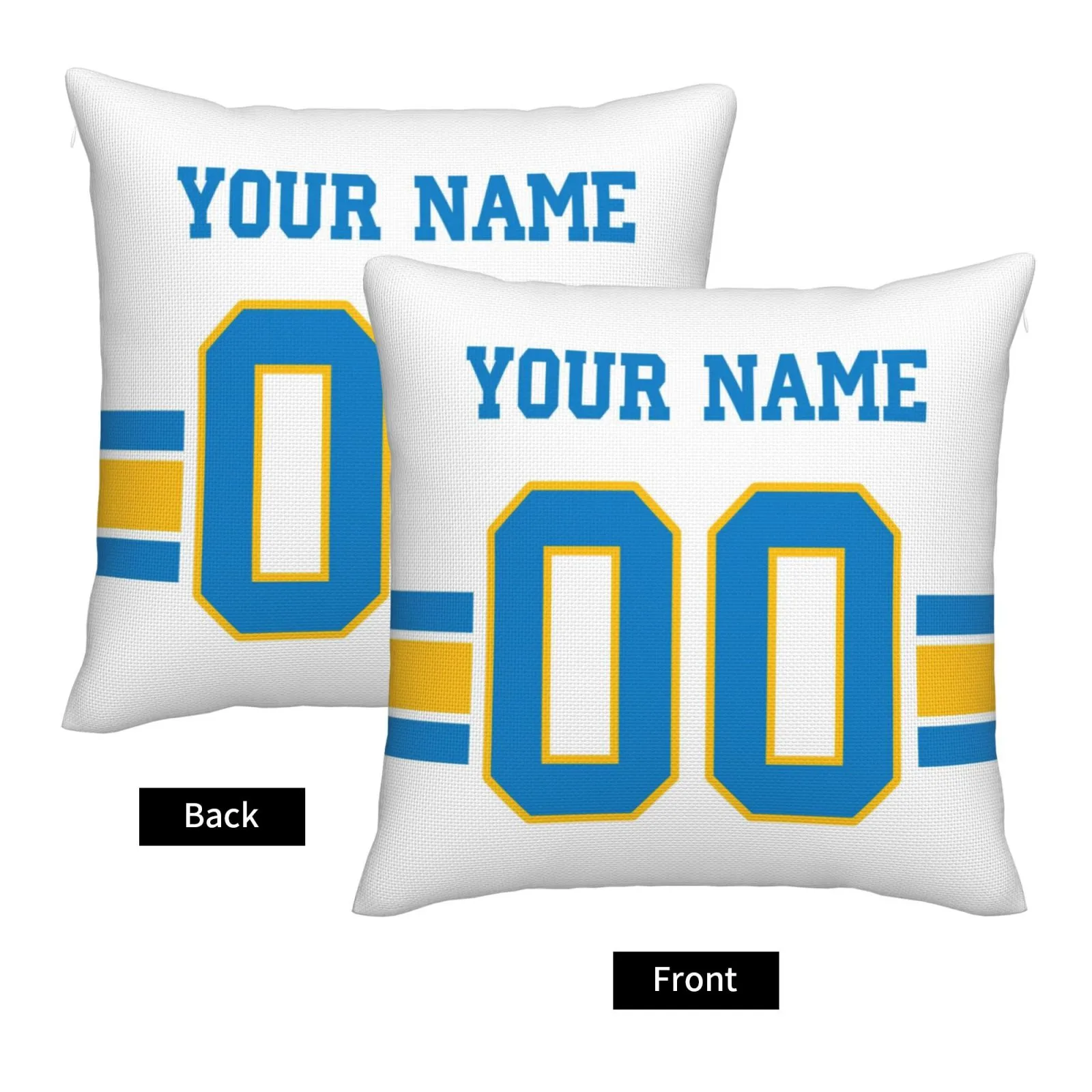 Customized Los Angeles Chargers Football Team Decorative Throw Pillow Case Print Personalized Football Style Fans Letters & Number White Pillowcase Birthday Gift
