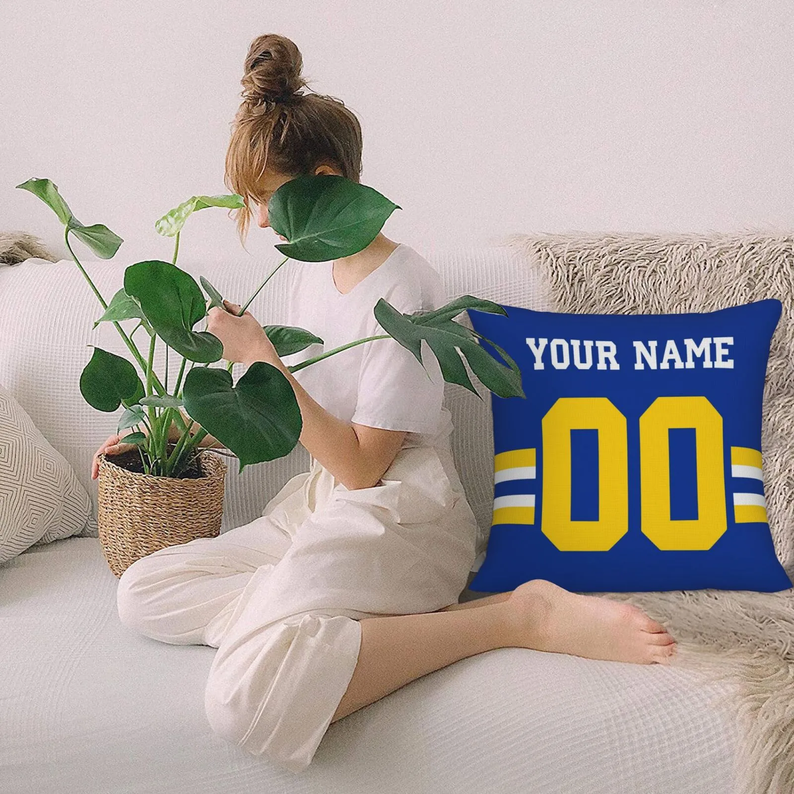 Customized Los Angeles Rams Football Team Decorative Throw Pillow Case Print Personalized Football Style Fans Letters & Number Royal Pillowcase Birthday Gifts