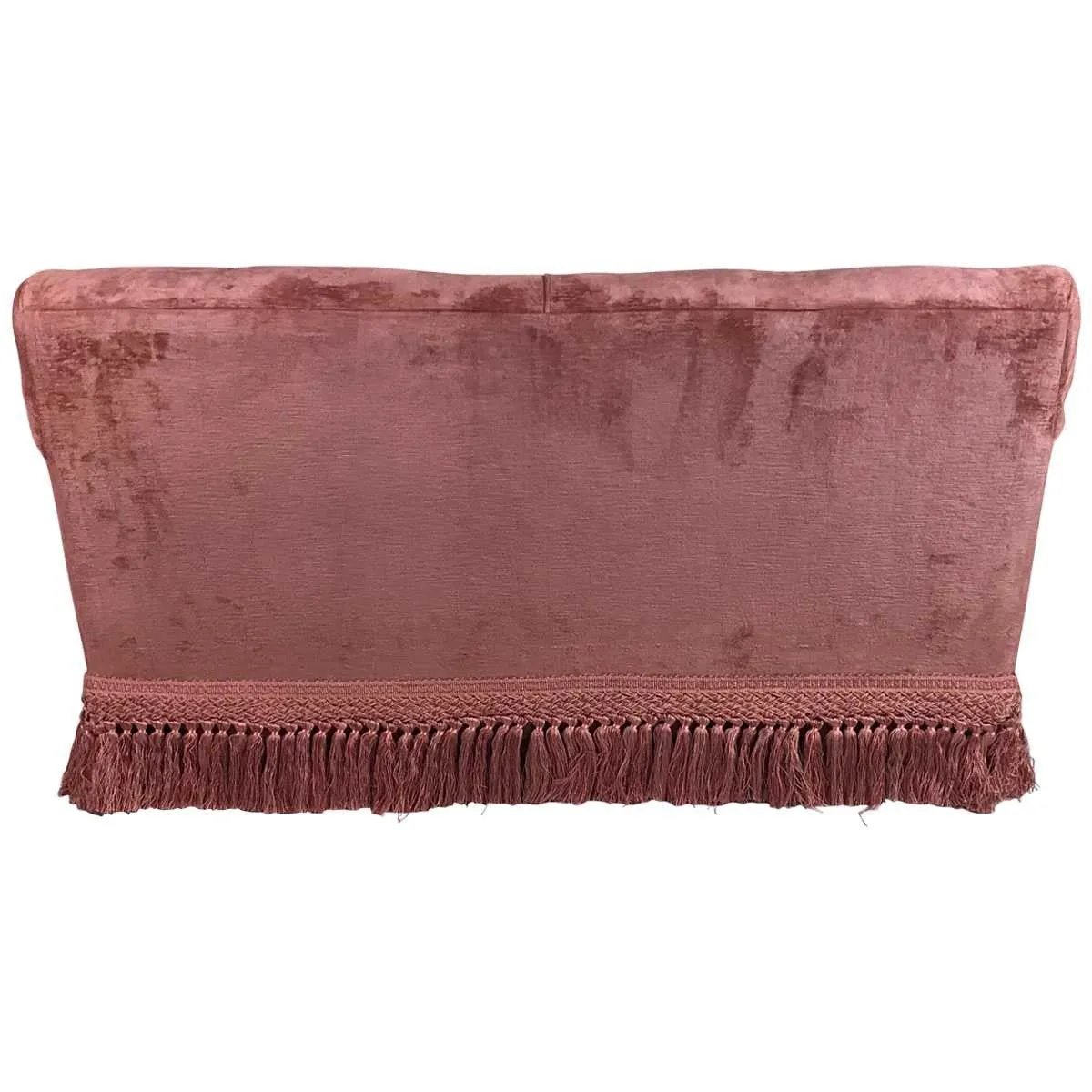 Danielle Rollins Custom Designed O' Henry House Linen Velvet Upholstered Loveseat with Bouillon Fringe