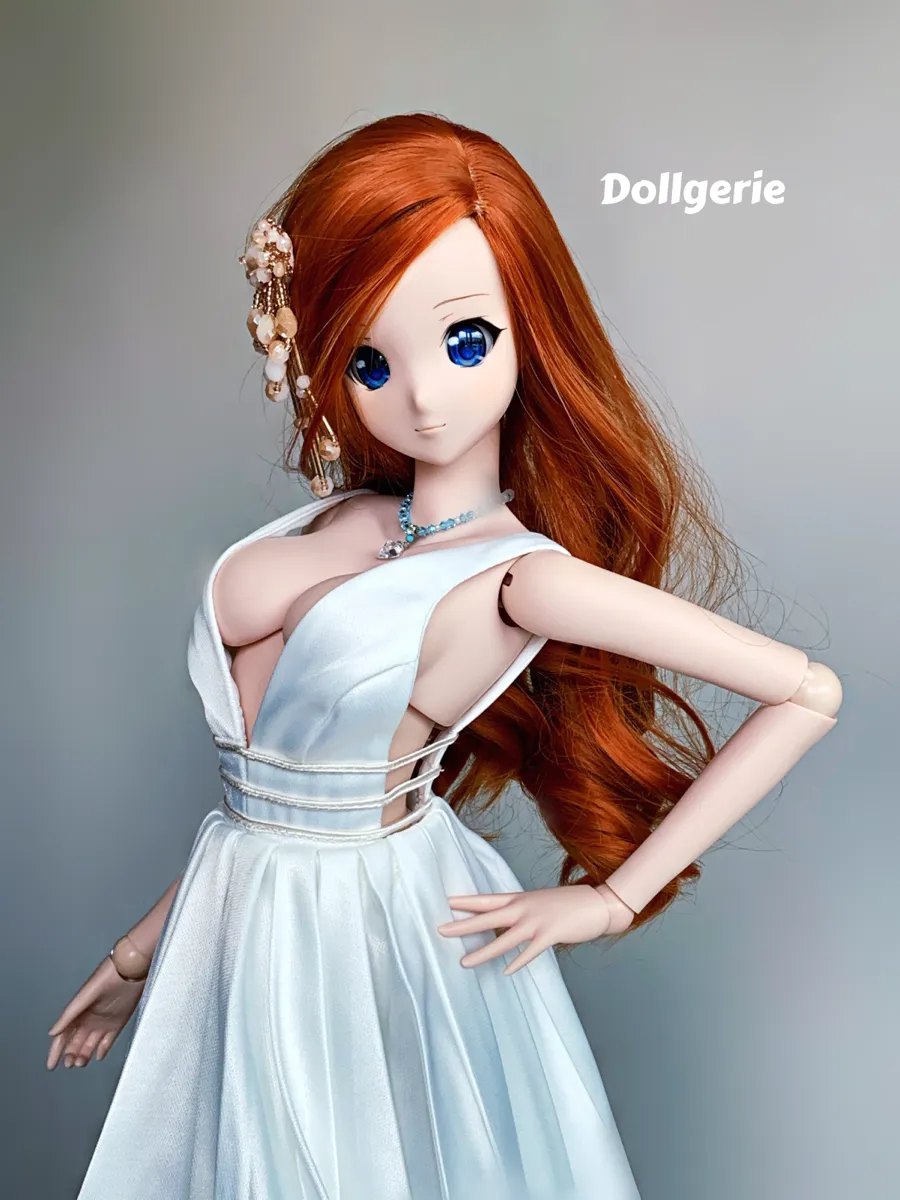 Deep-v a-line white long wedding gown
