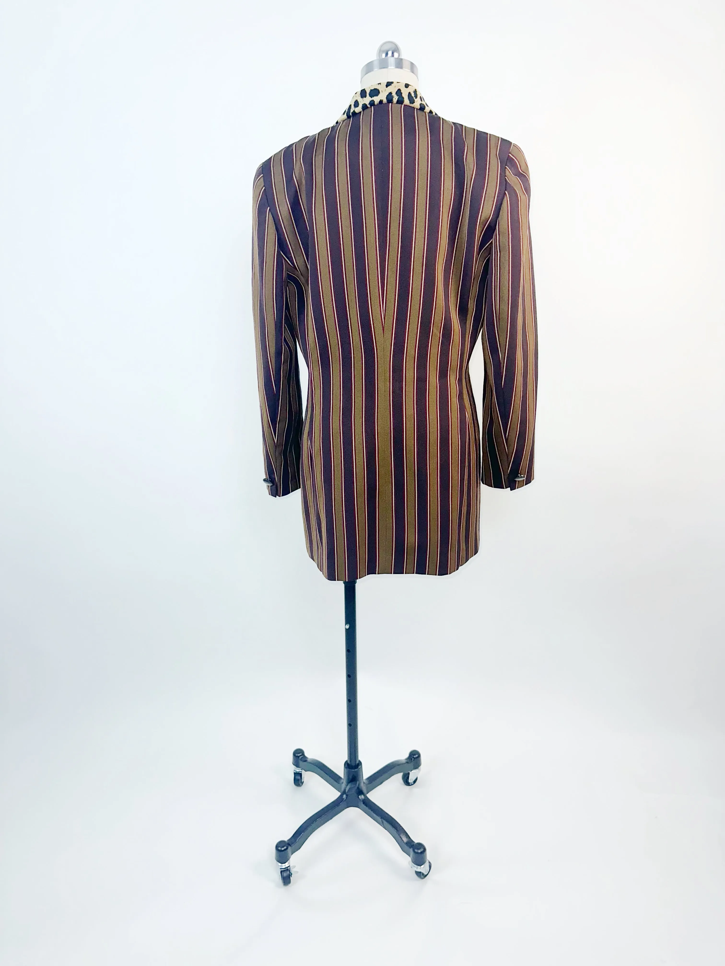 Dior 1980’s Striped Blazer with a Leopard Collar