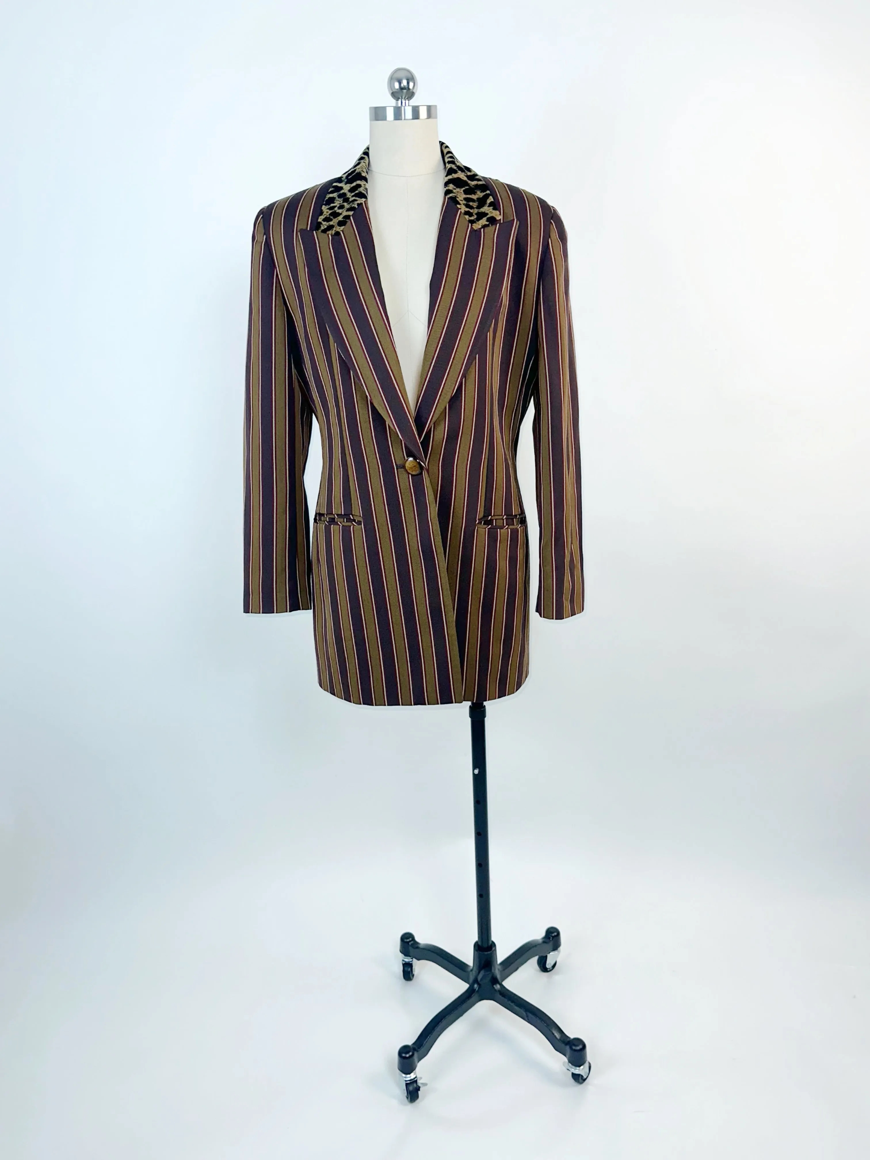 Dior 1980’s Striped Blazer with a Leopard Collar
