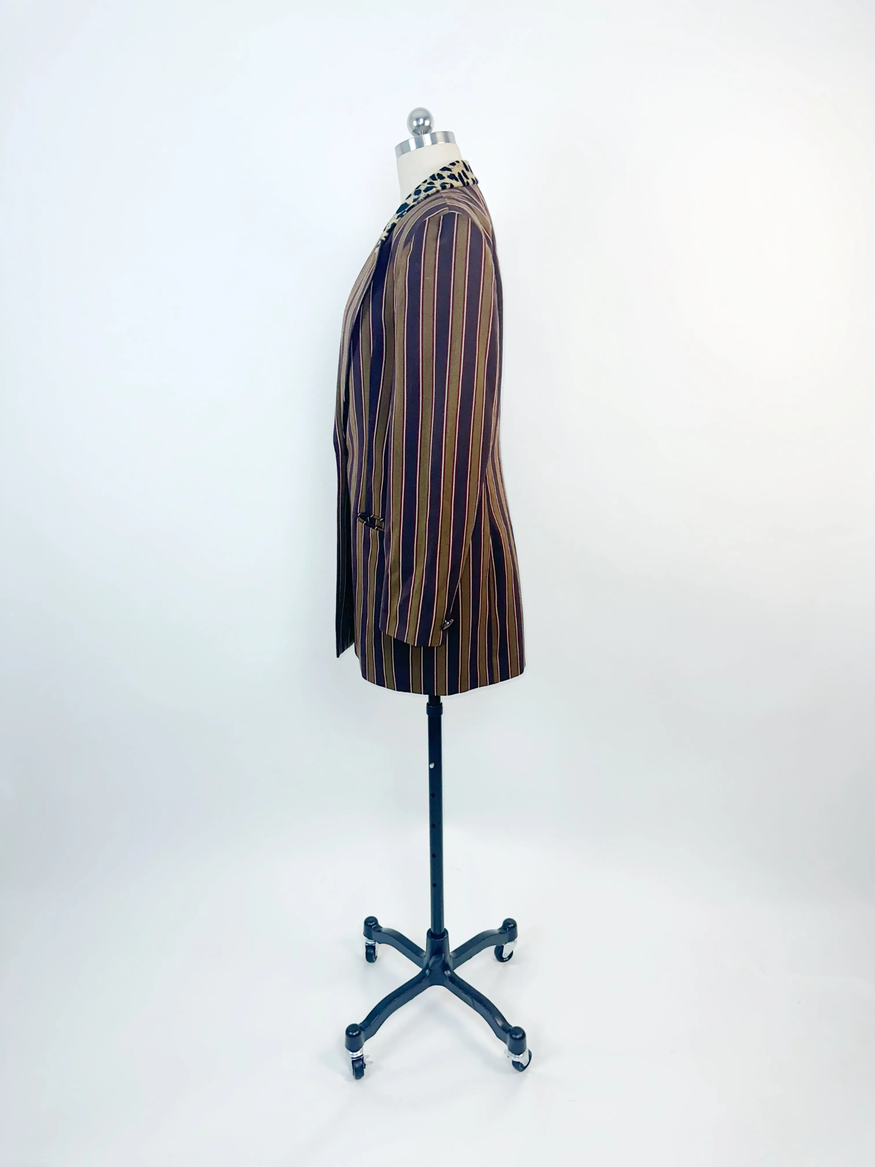 Dior 1980’s Striped Blazer with a Leopard Collar