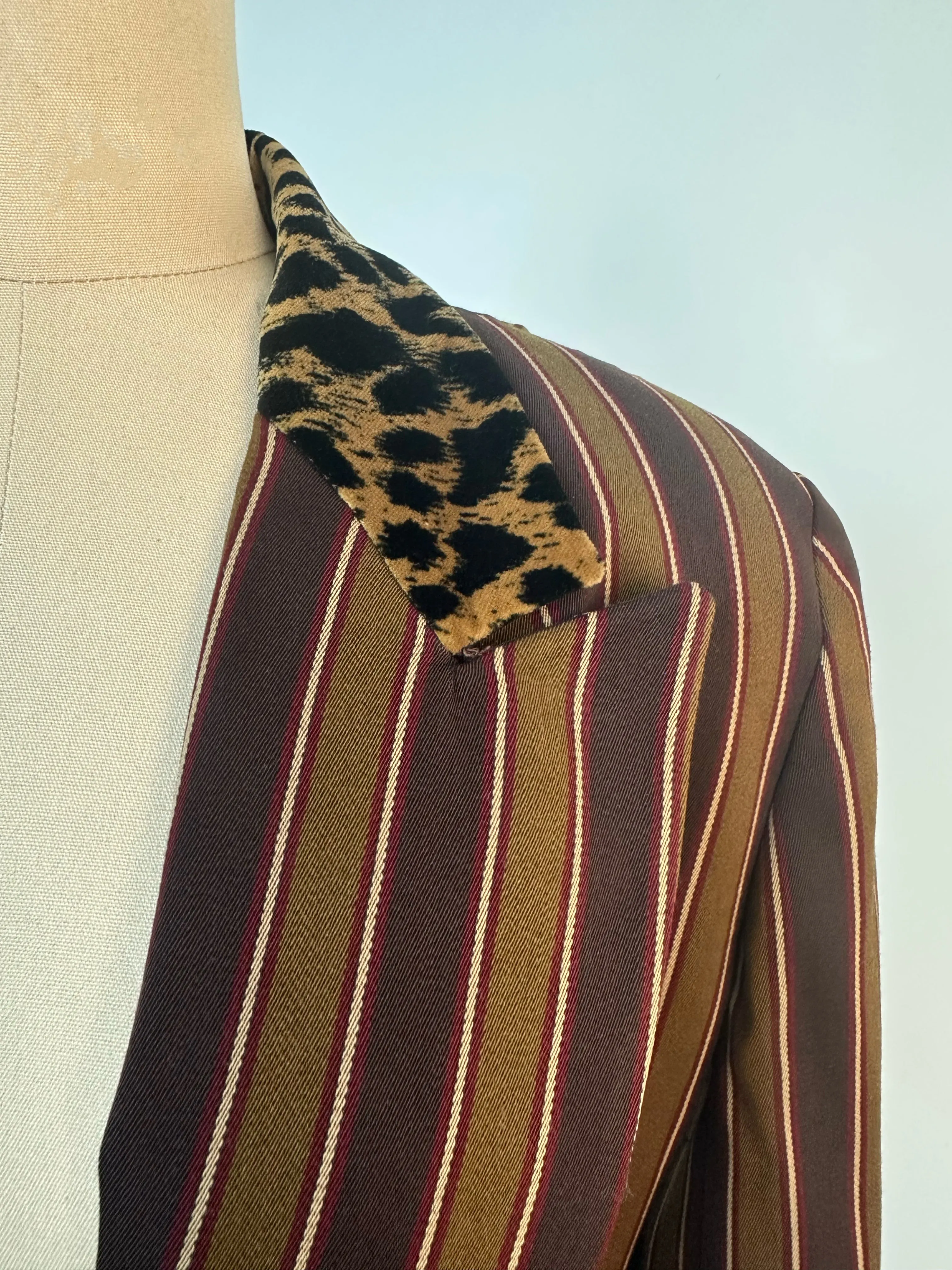 Dior 1980’s Striped Blazer with a Leopard Collar