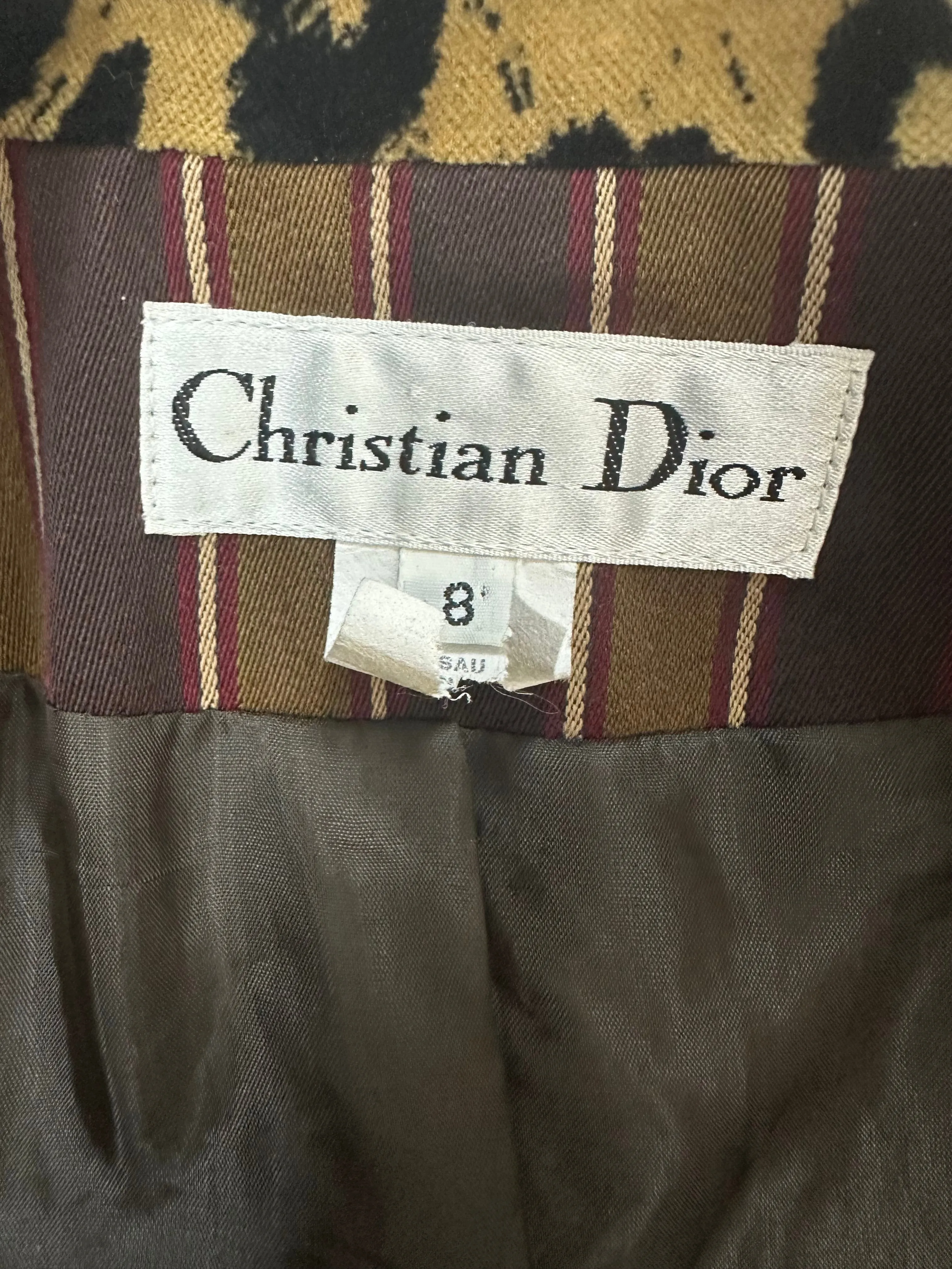 Dior 1980’s Striped Blazer with a Leopard Collar