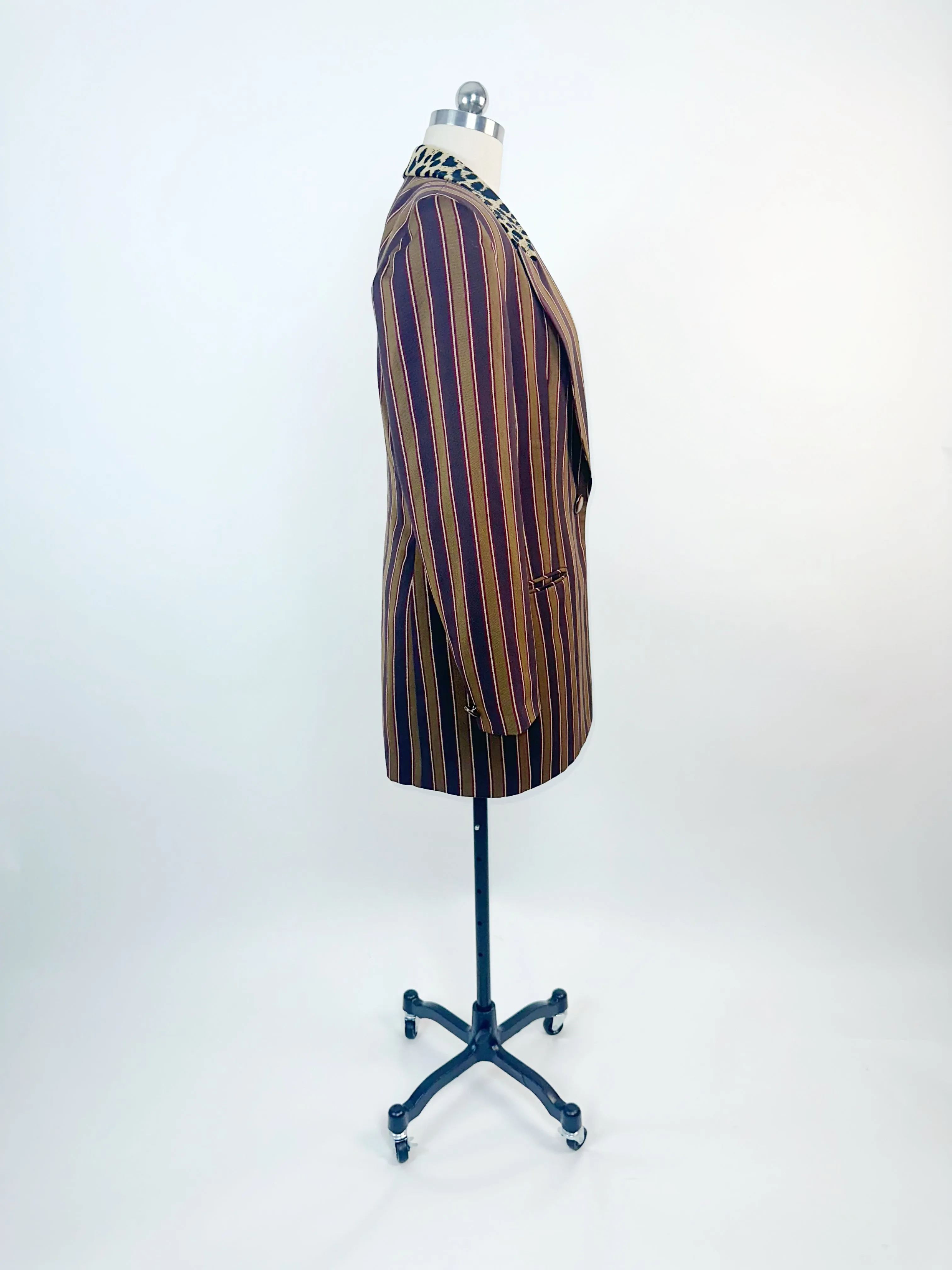 Dior 1980’s Striped Blazer with a Leopard Collar