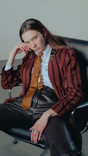 Dior 1980’s Striped Blazer with a Leopard Collar