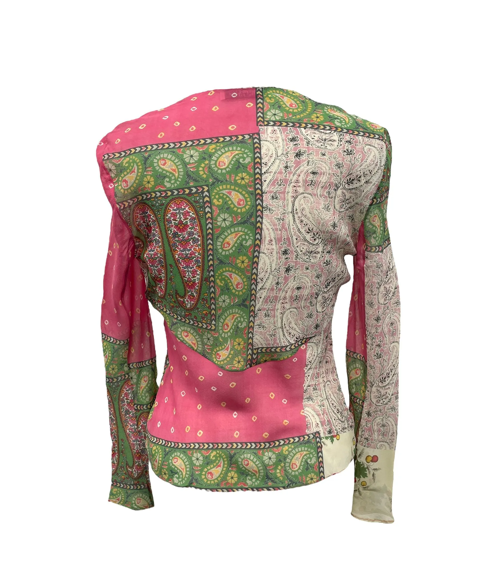 Dior Green Paisley Print Silk Top