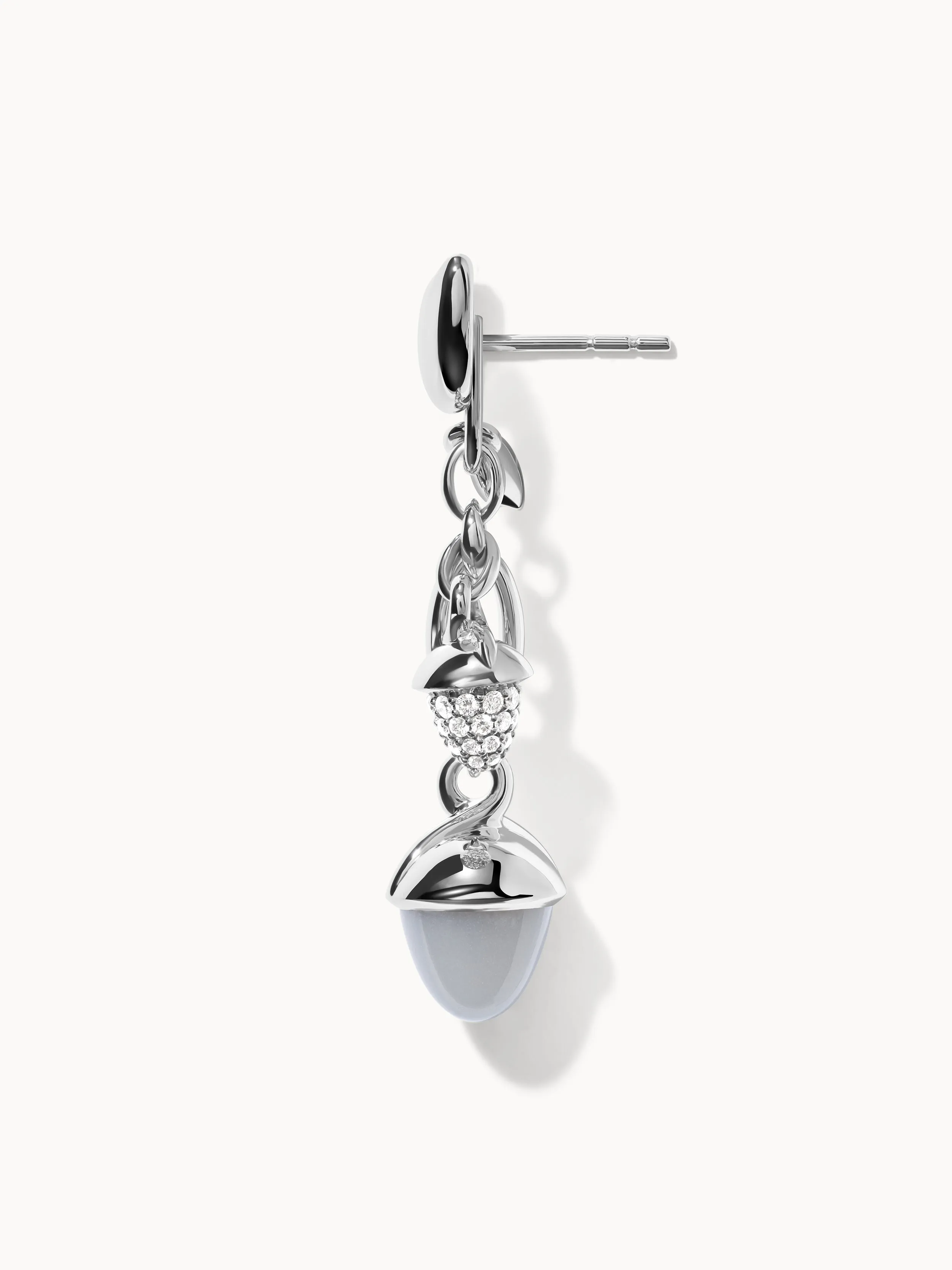 Earrings MIKADO Dangling 2 Acorns - 'Cashmere' with Diamond Pavé 'Cashmere' with Diamant Pavé