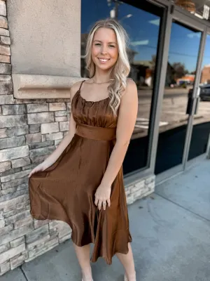 Elegant Outing Satin Midi Dress
