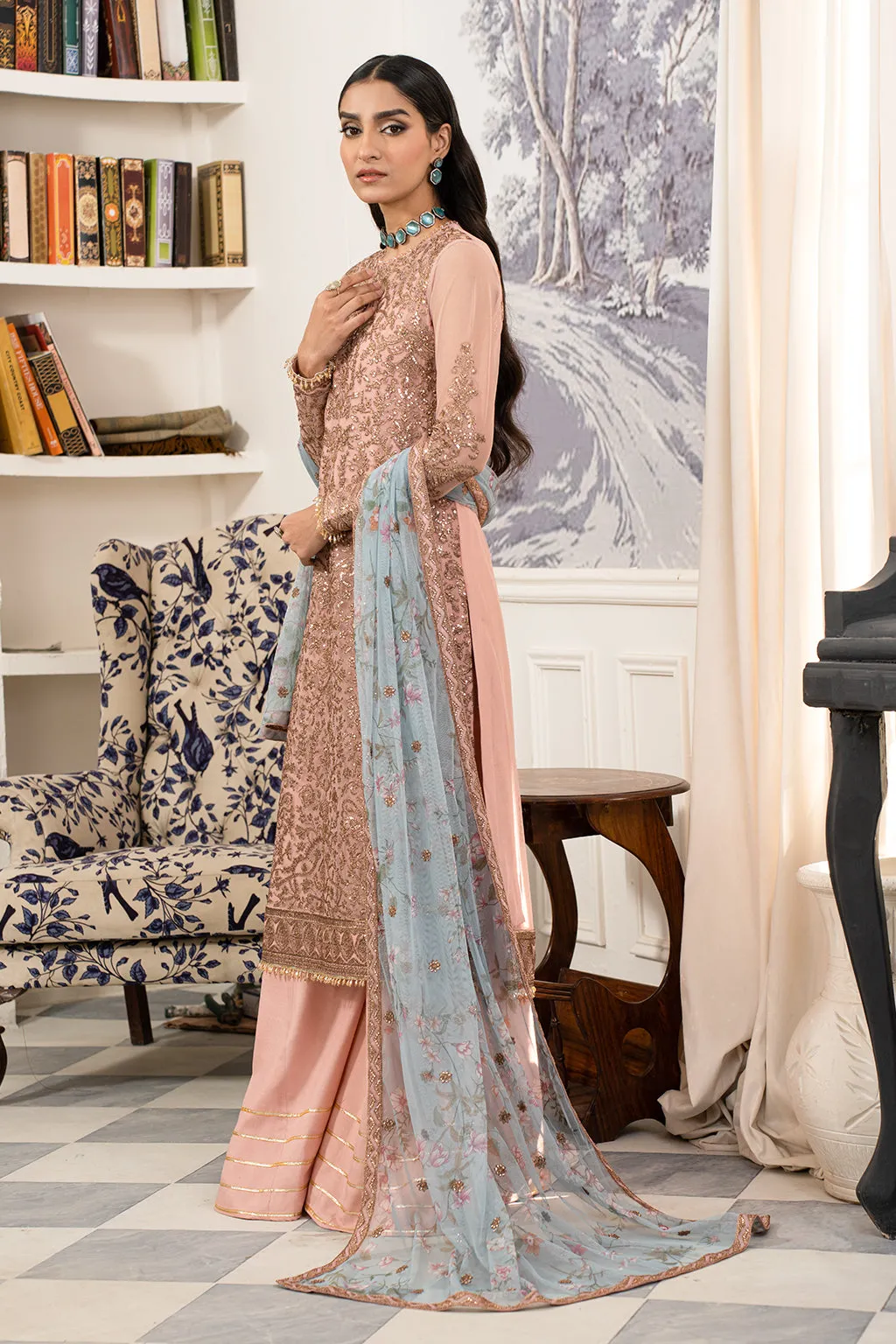 Elegant Peach Shade Embroidered Pakistani Salwar Kameez Suit