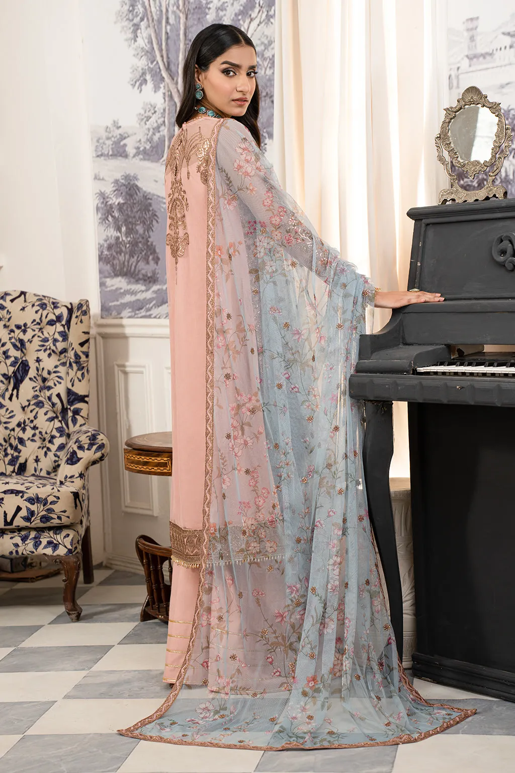 Elegant Peach Shade Embroidered Pakistani Salwar Kameez Suit