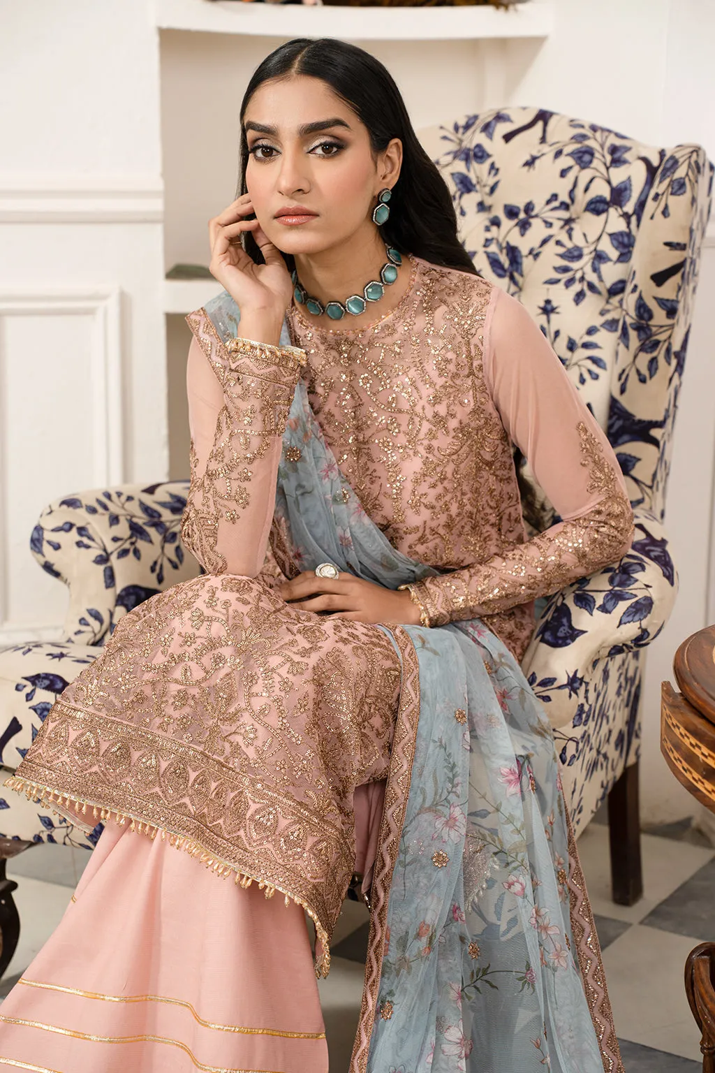 Elegant Peach Shade Embroidered Pakistani Salwar Kameez Suit
