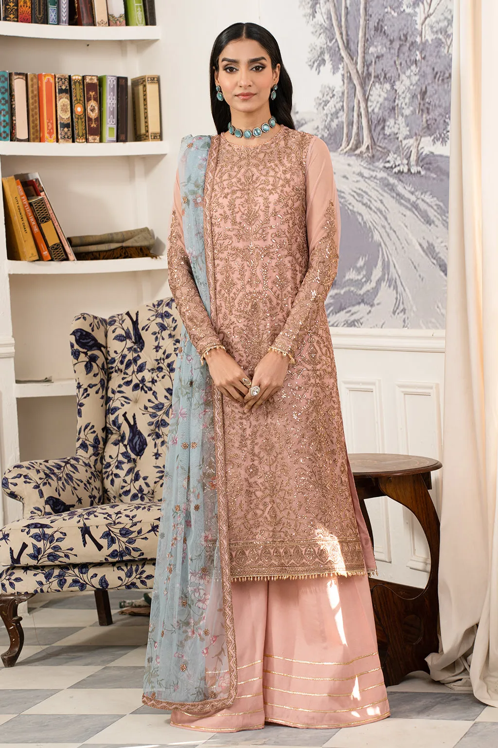 Elegant Peach Shade Embroidered Pakistani Salwar Kameez Suit