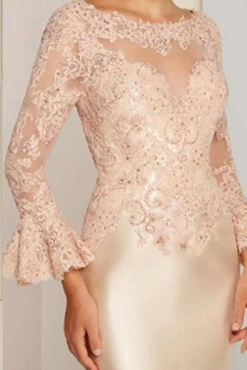 Elegant Wide sleeves Lace Sweetheart Satin Knee Length Mother of the bride Dresses