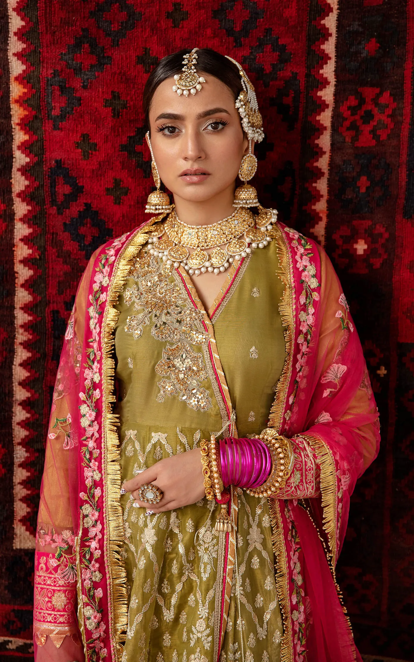 Embroidered Pakistani Party Dress in Pishwas Frock Style
