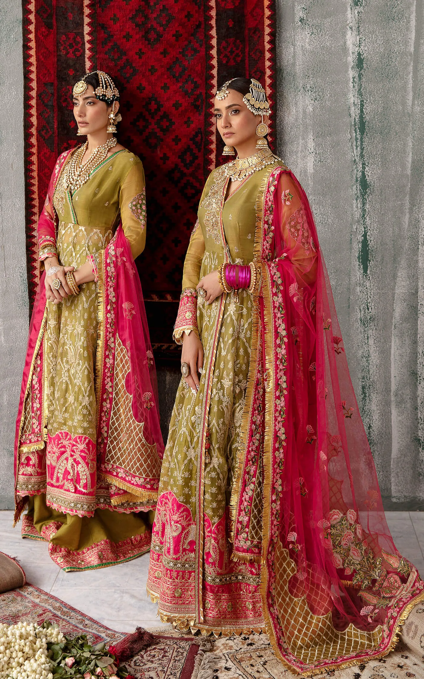 Embroidered Pakistani Party Dress in Pishwas Frock Style