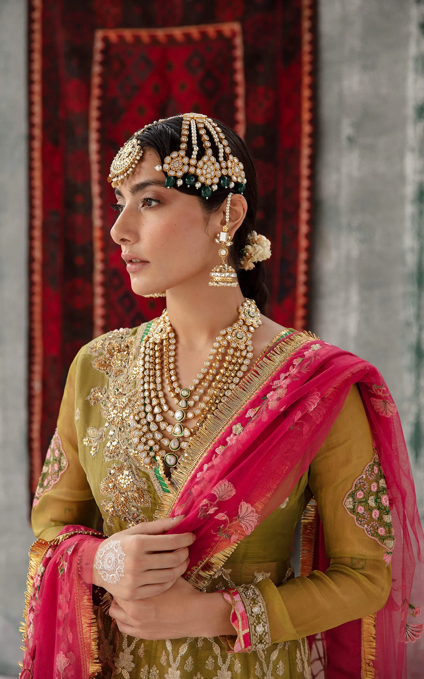 Embroidered Pakistani Party Dress in Pishwas Frock Style