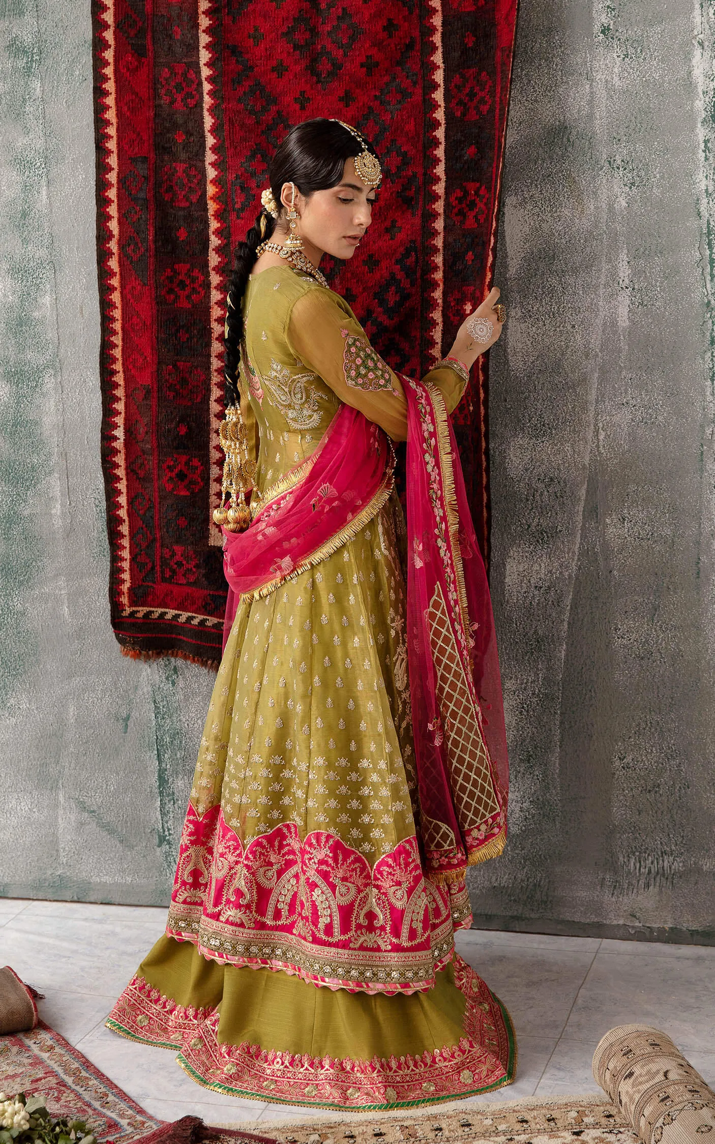 Embroidered Pakistani Party Dress in Pishwas Frock Style