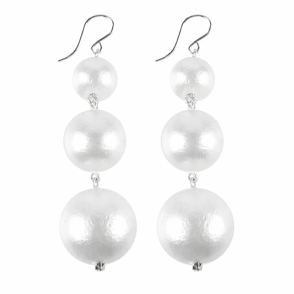 Europa Cotton Pearl Graduated Earrings (WS)