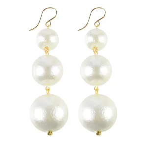 Europa Cotton Pearl Graduated Earrings (WS)