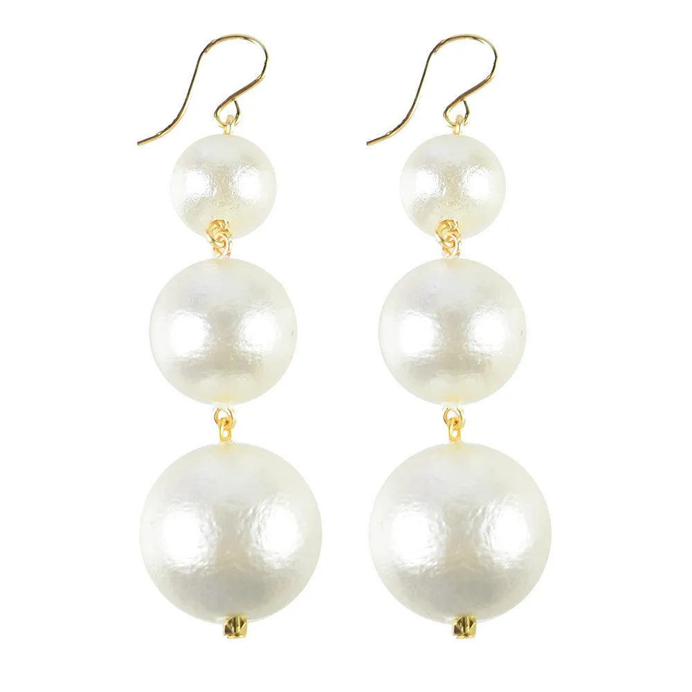 Europa Cotton Pearl Graduated Earrings (WS)