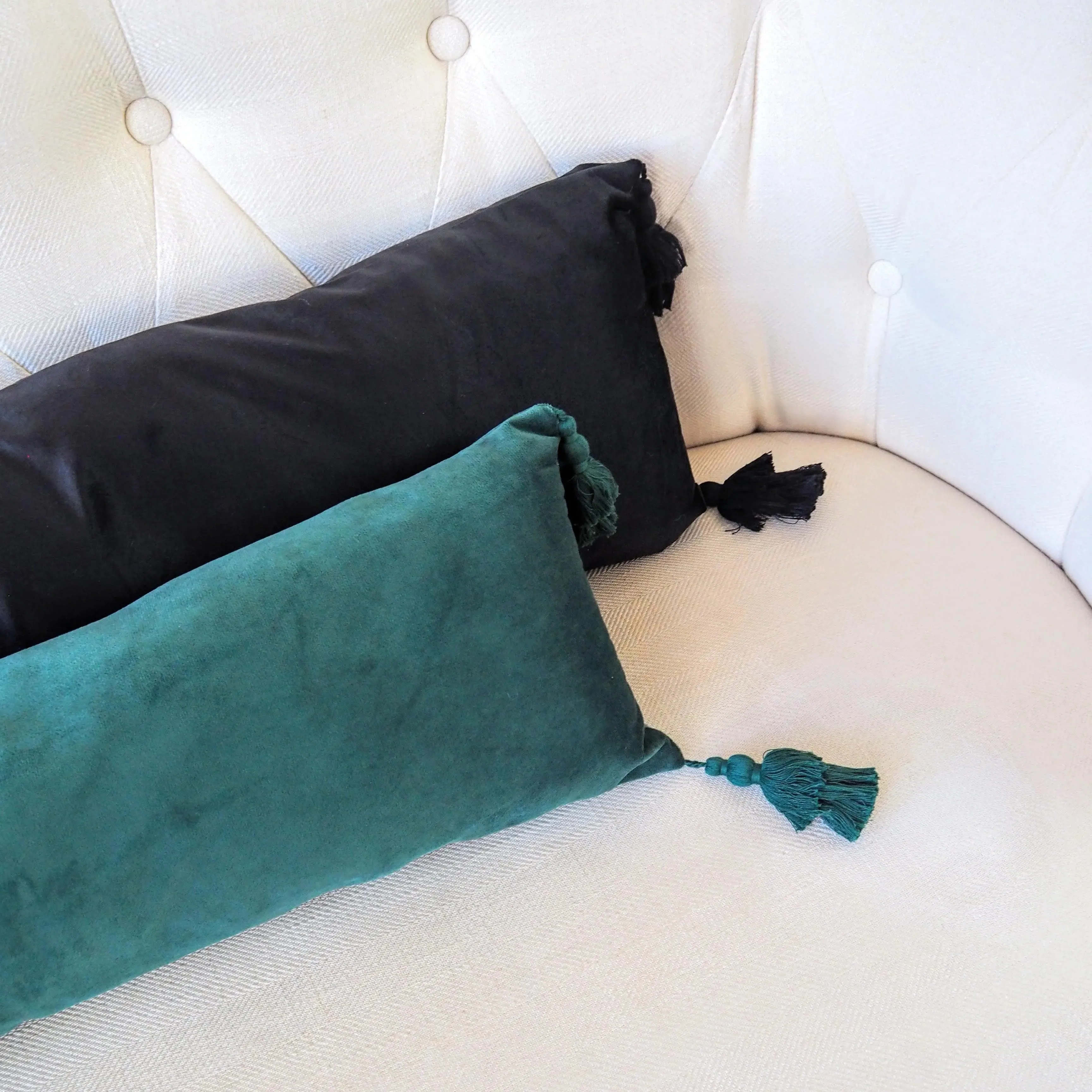 Extra Skinny Lumbar Pillow with Tassels - Gold