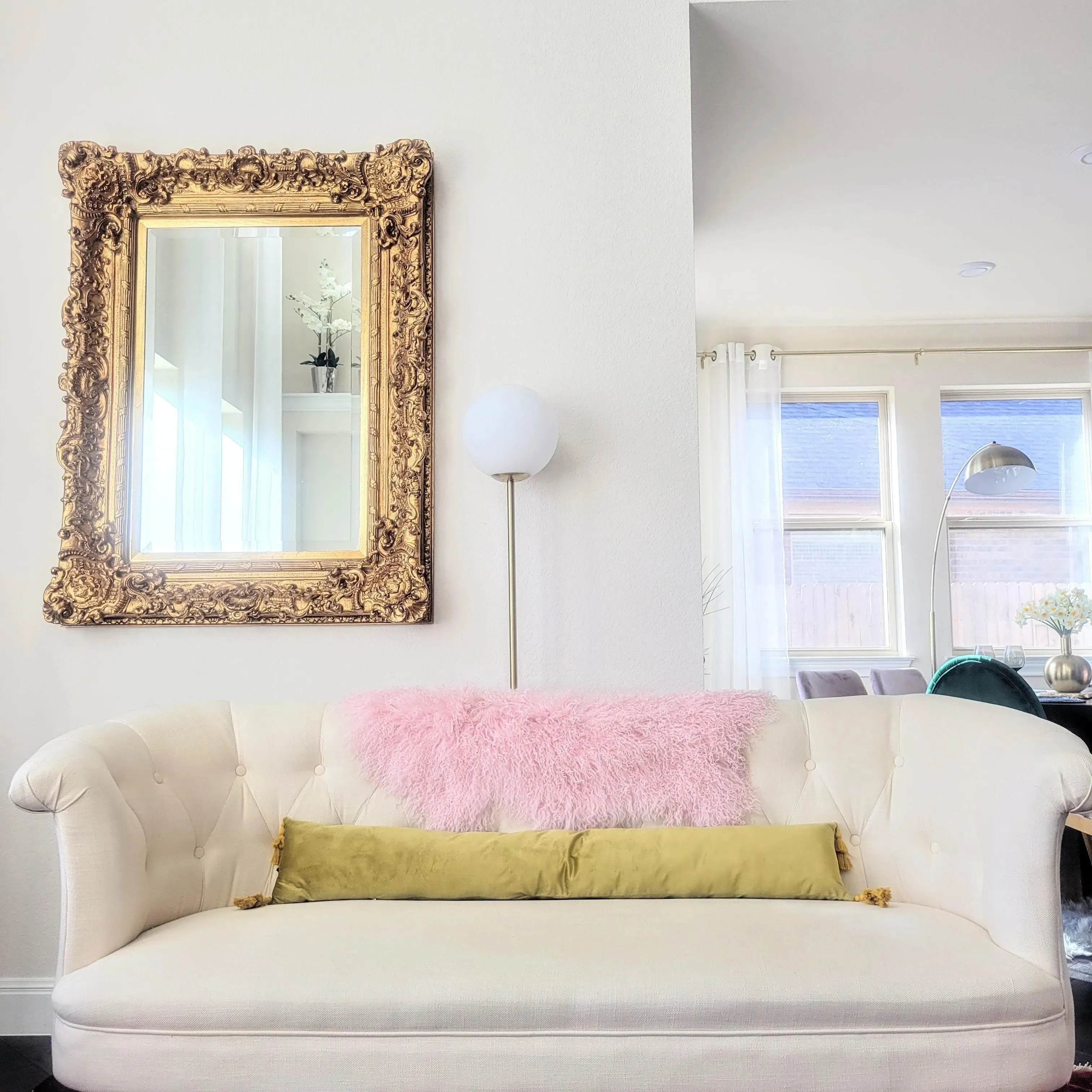 Extra Skinny Lumbar Pillow with Tassels - Gold