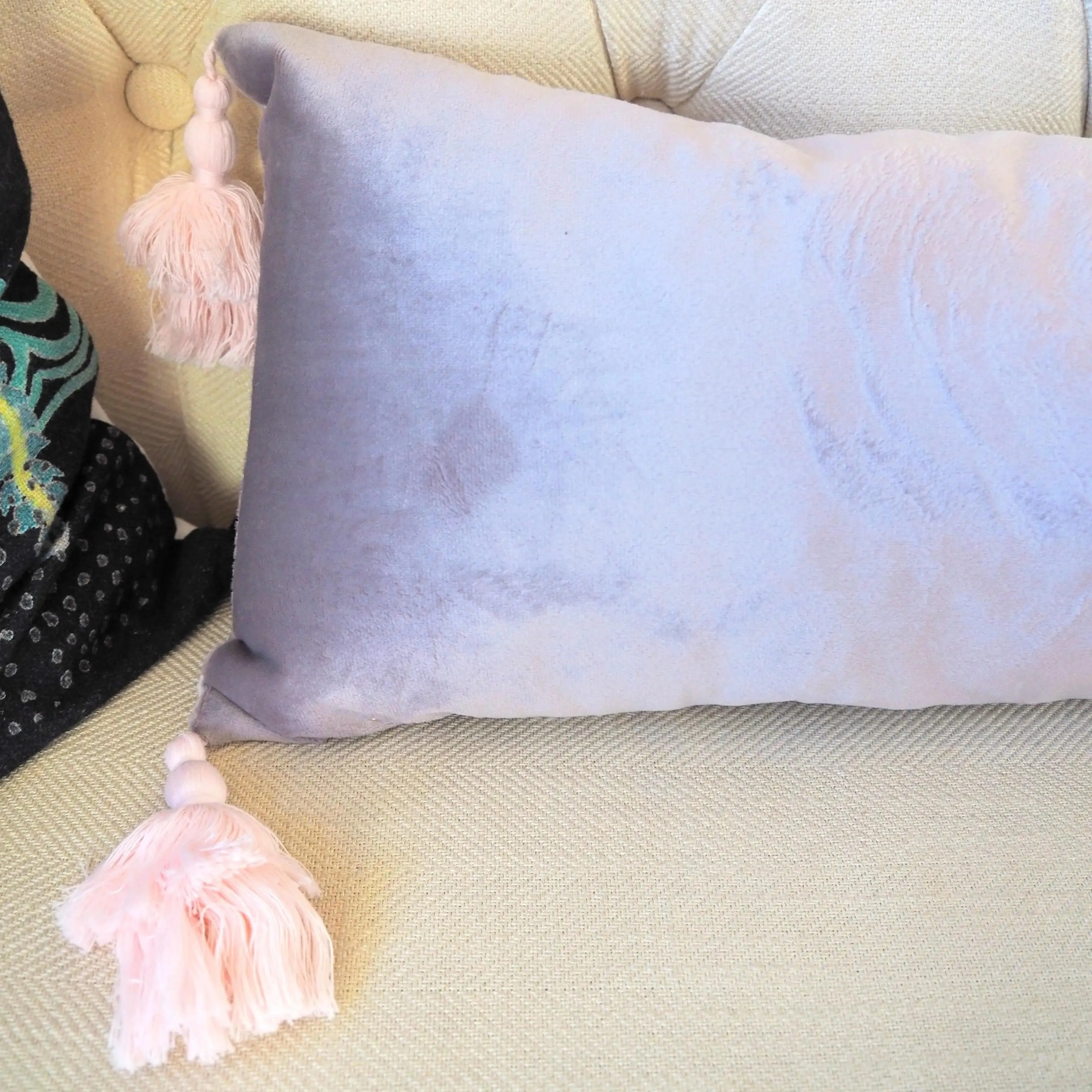 Extra Skinny Lumbar Pillow with Tassels - Gold
