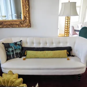 Extra Skinny Lumbar Pillow with Tassels - Gold