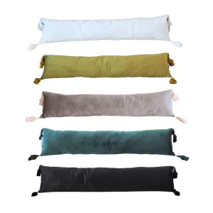 Extra Skinny Lumbar Pillow with Tassels - Green