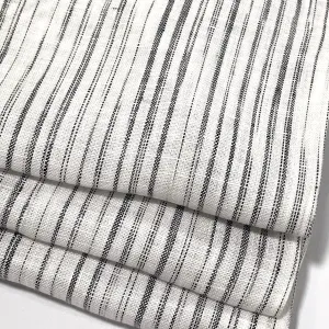 Farmhouse Modern Grey Stripe 100% Linen Custom Made Flat Roman shade/CL1039