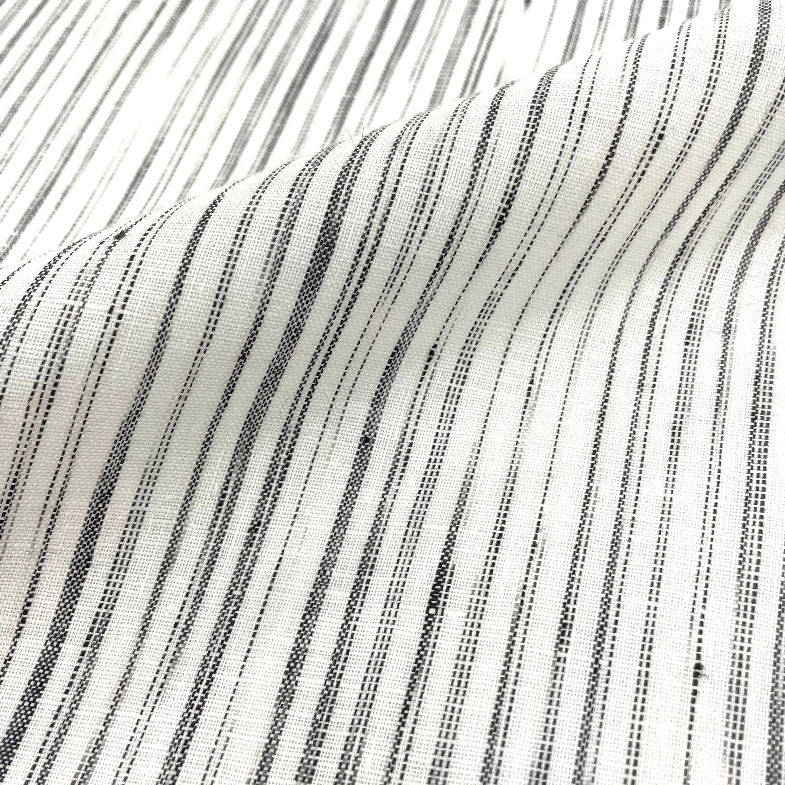 Farmhouse Modern Grey Stripe 100% Linen Custom Made Flat Roman shade/CL1039