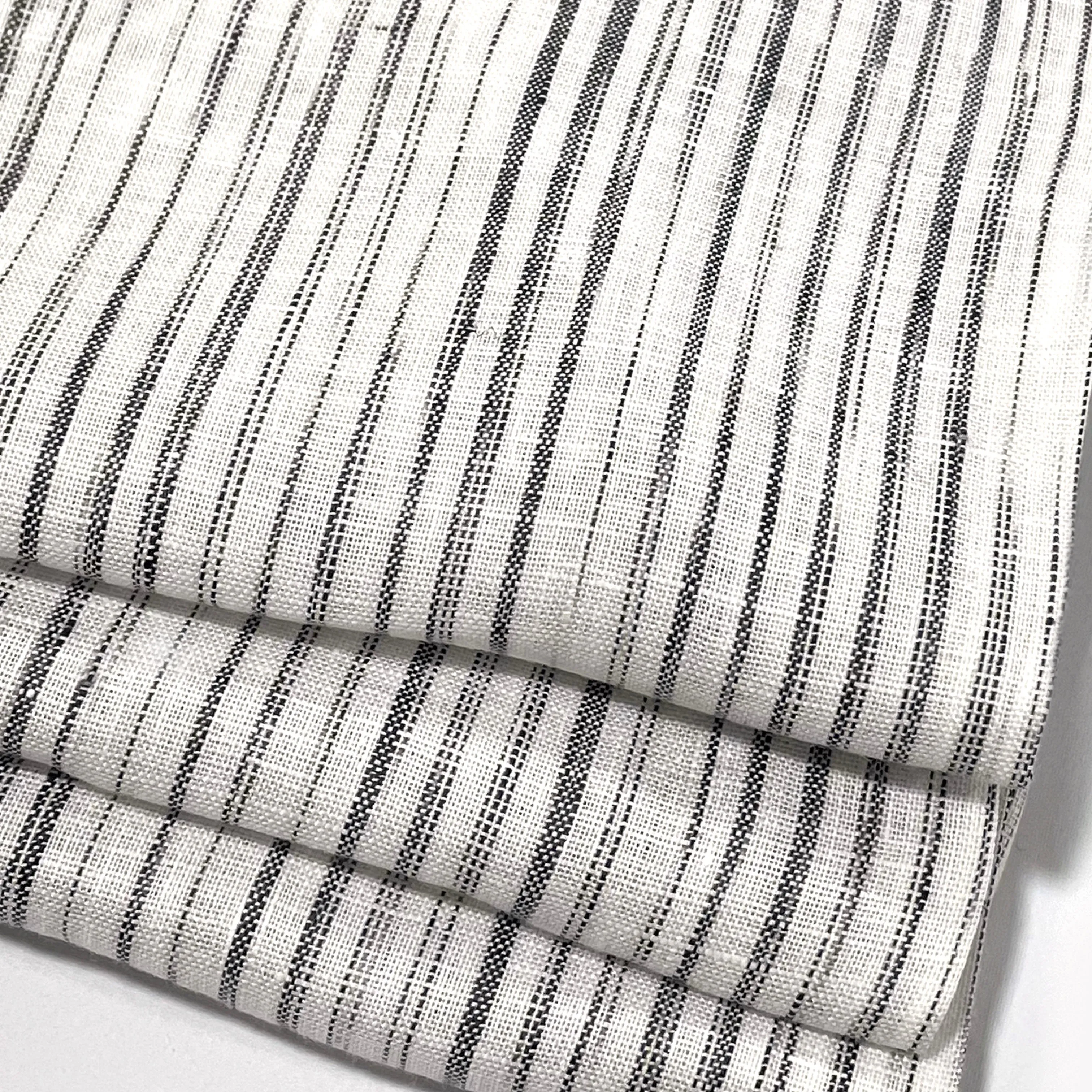 Farmhouse Modern Grey Stripe 100% Linen Custom Made Flat Roman shade/CL1039